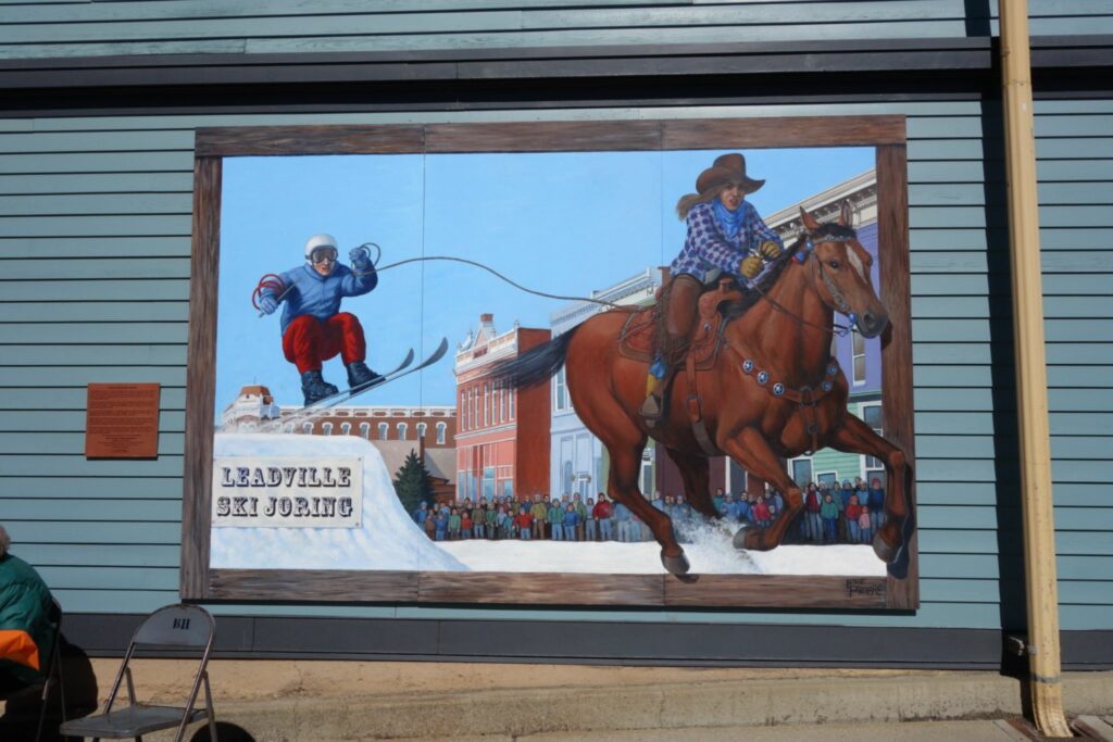 skijoring mural in leadville, colorado