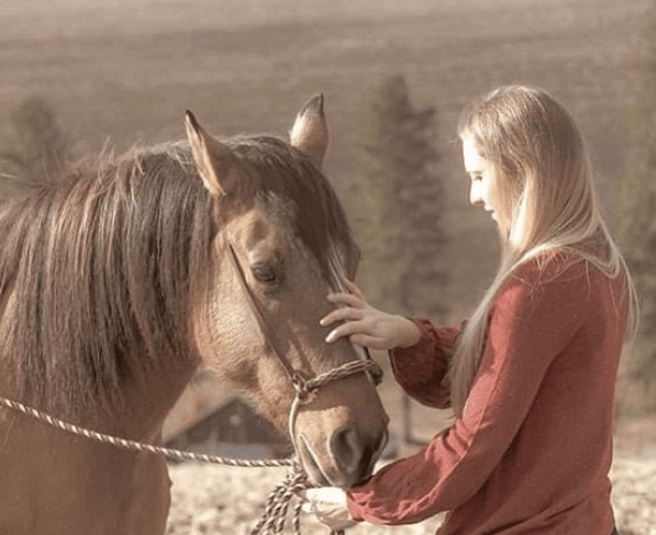 horse and girl happy