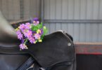 dressage saddle with flowers