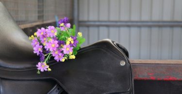 dressage saddle with flowers