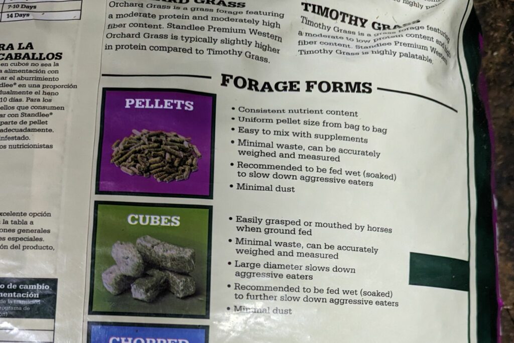 alfalfa cubes and pellets