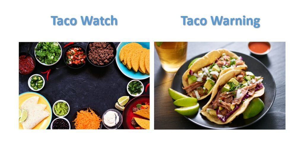 taco watch vs taco warning analogy to tornados