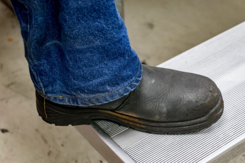 nondescript black work boot