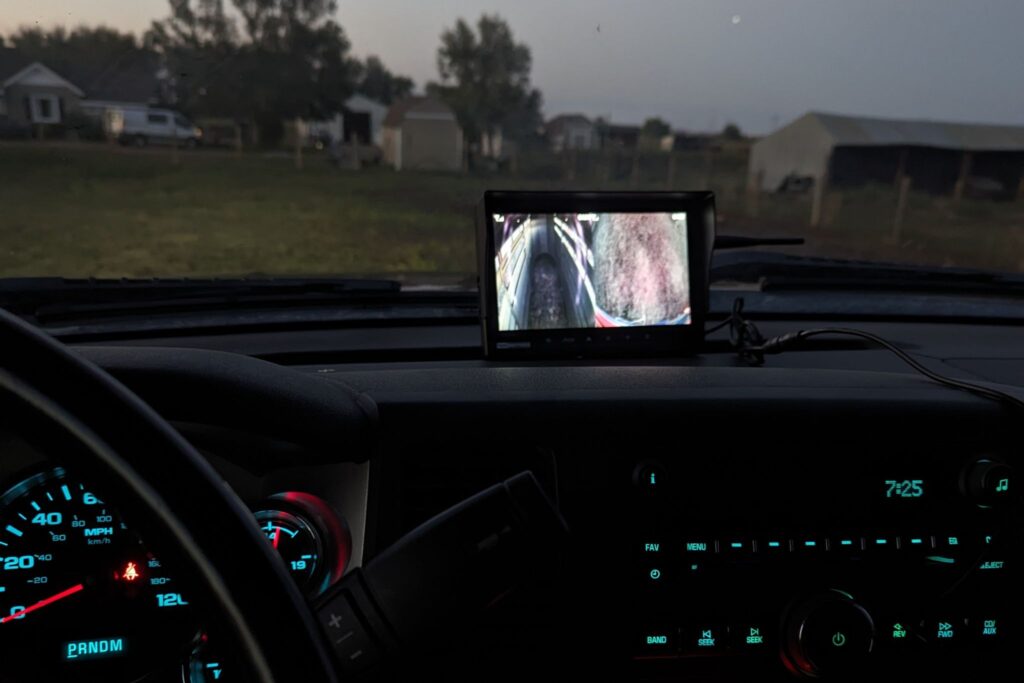 truck dashboard with camera monitor