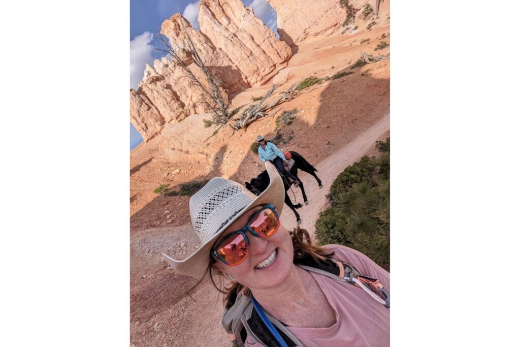 women riding mules in bryce canyon