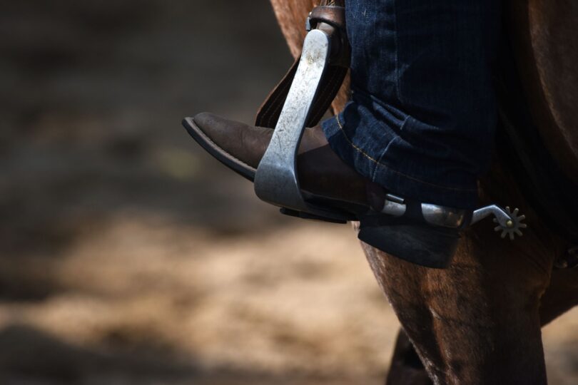 western boot in stirrup