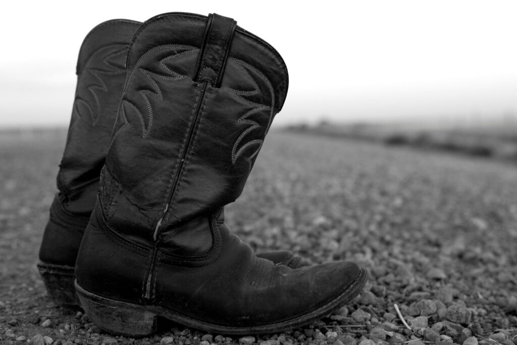 cowboy boots in black and white