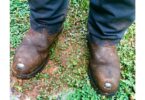 worn pair of work boots