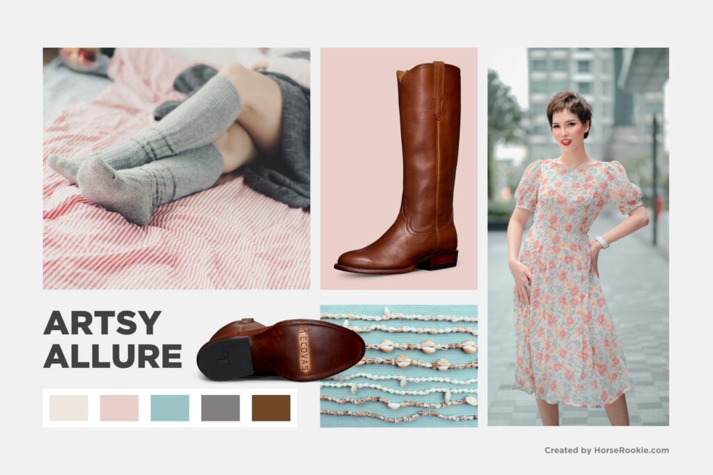 artsy allure look with tecovas cowboy boots