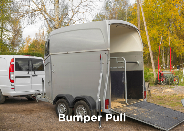 silver Bumper pull horse trailer with ramp