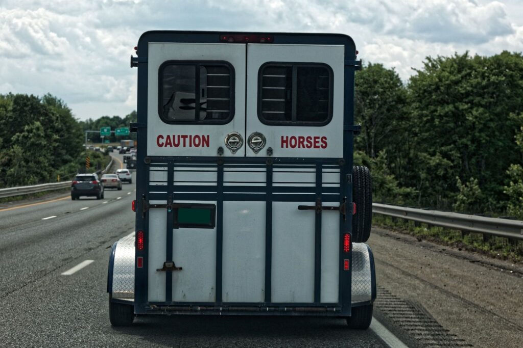 horse trailer on road