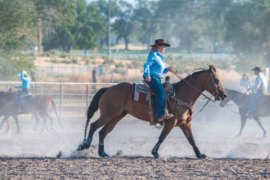 woman riding ranch horse