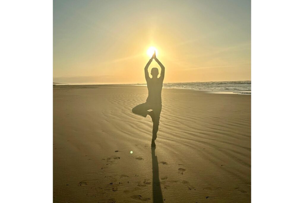 yoga on a beach