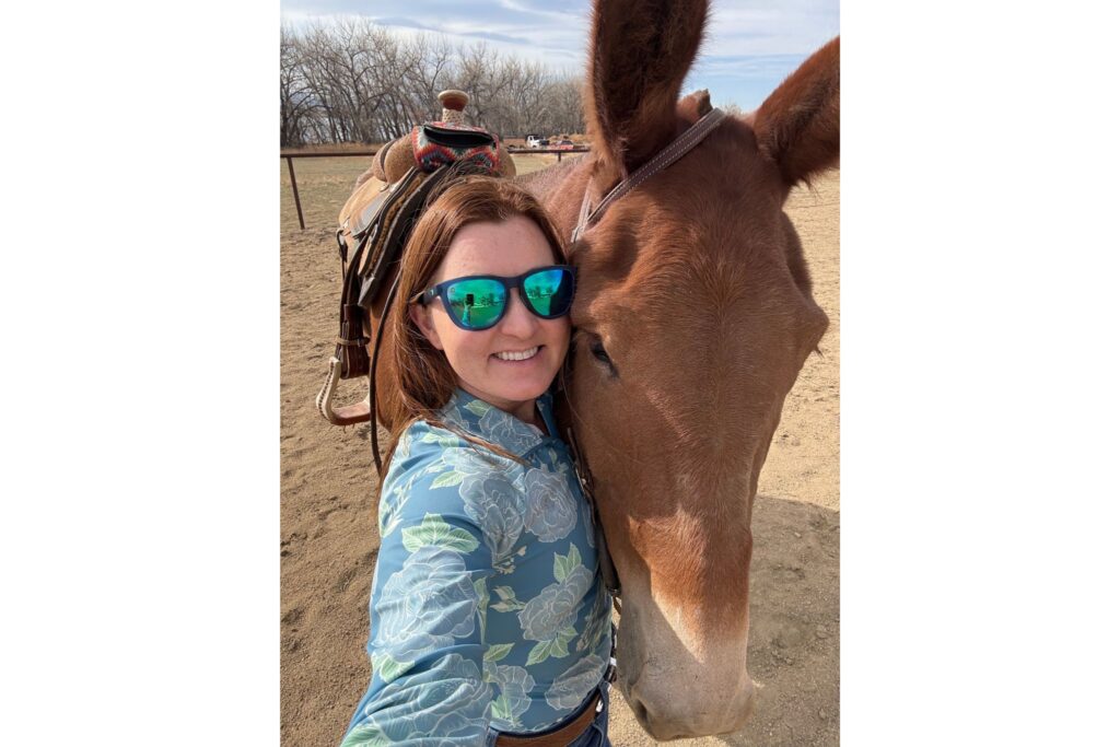 woman and mule
